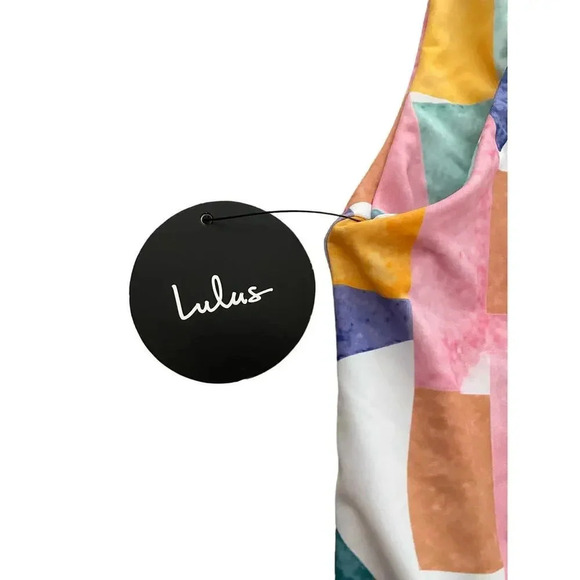 NWT Lulus Make Waves Aqua Multi Print Tie-Strap One-Piece Swimsuit Size Small - Picture 6 of 8